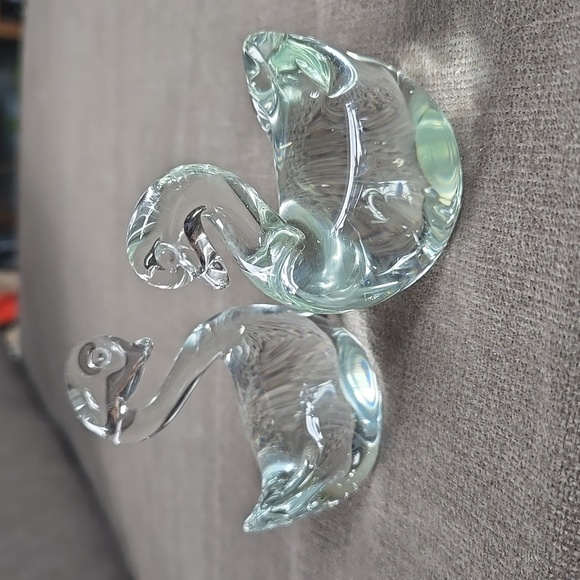 VINTAGE CRYSTAL GLASS SWANS Heavy Hand blown clear - Picture 1 of 8